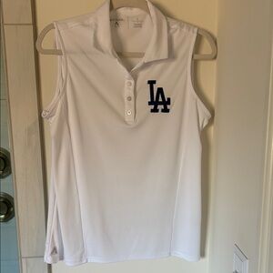 Antigua White Sleeveless Button Down Shirt